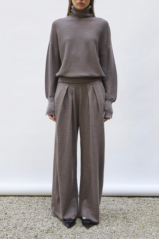 Pull fin col montant châtaigne