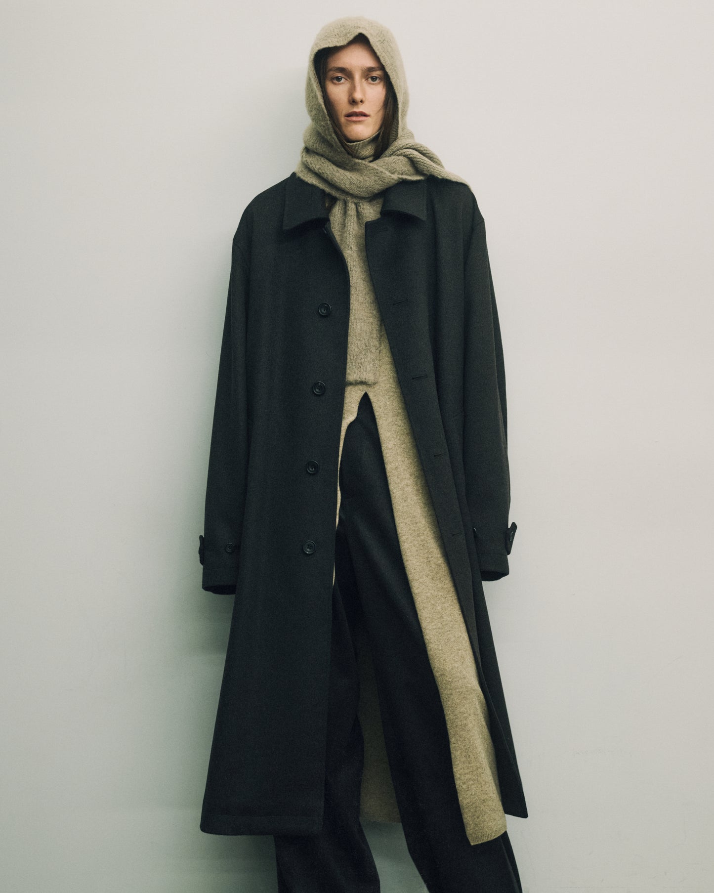 EXTRA FINE WOOL KNIT SLIT ONE PIECE