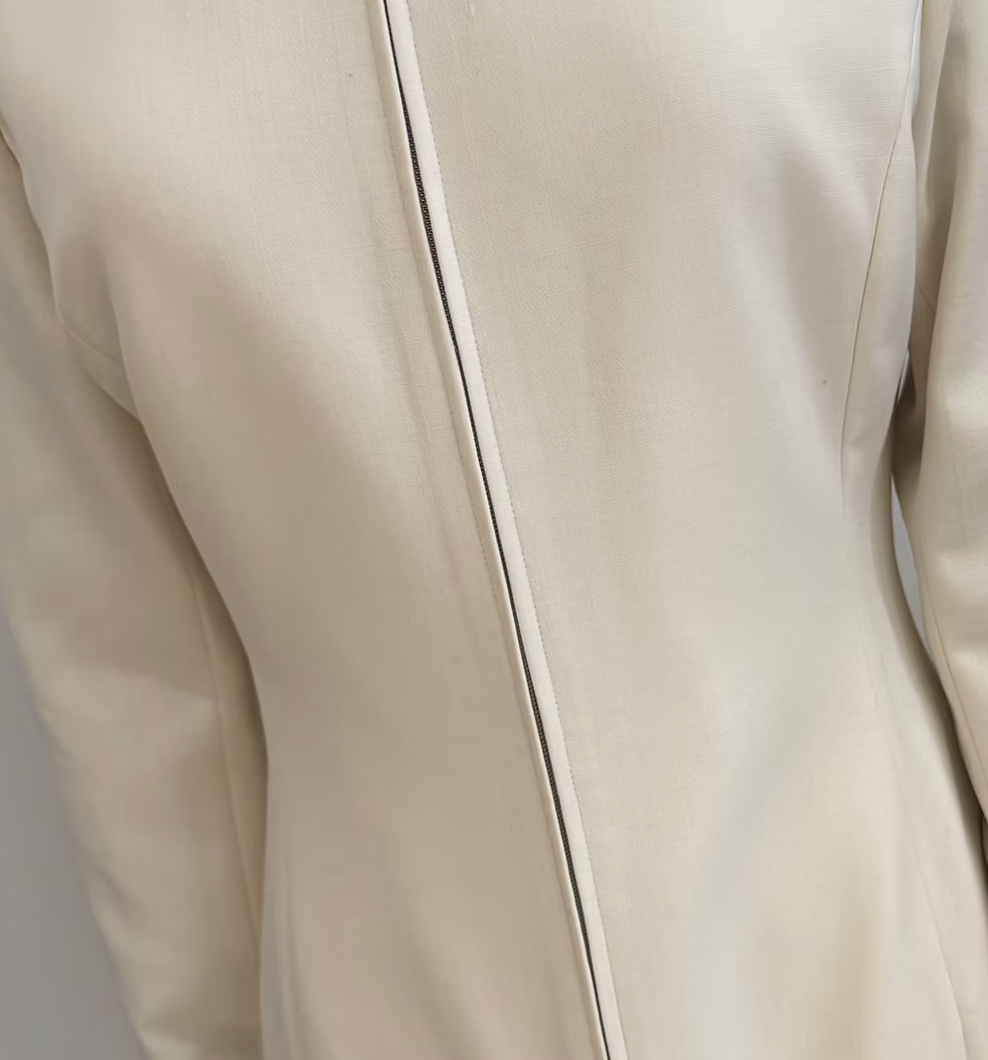 Robe en Laine Double Tissu, Fermeture Frontale