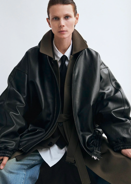 SHEEP LEATHER STAND COLLAR JACKET