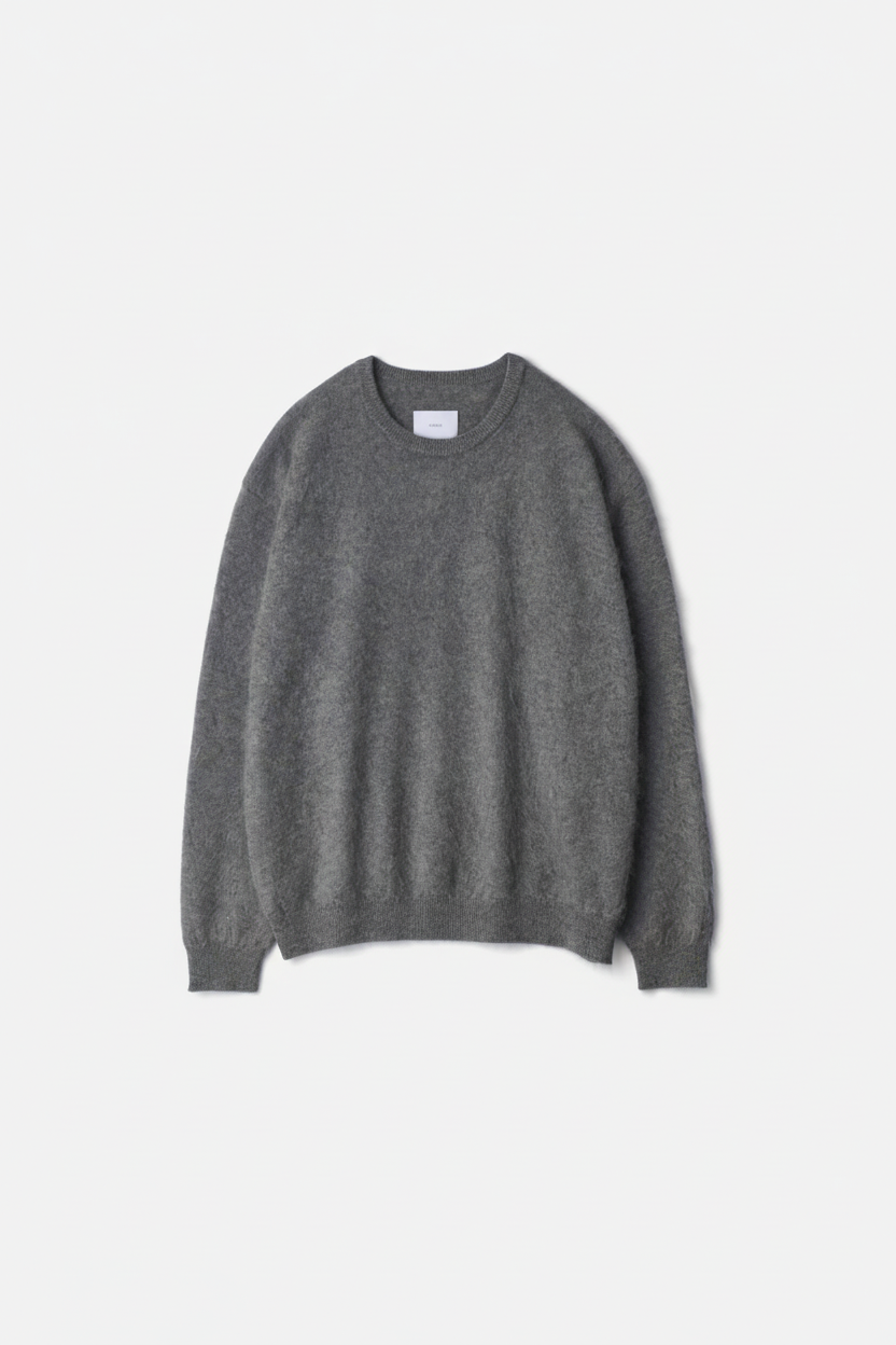 CASHMERE SHAGGY KNIT CREW NECK LS