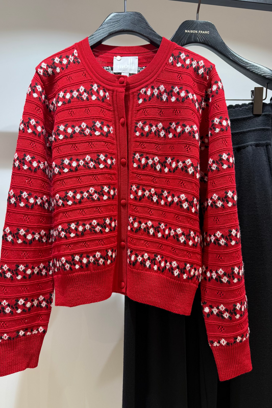 Cardigan dessert rouge garance Molli