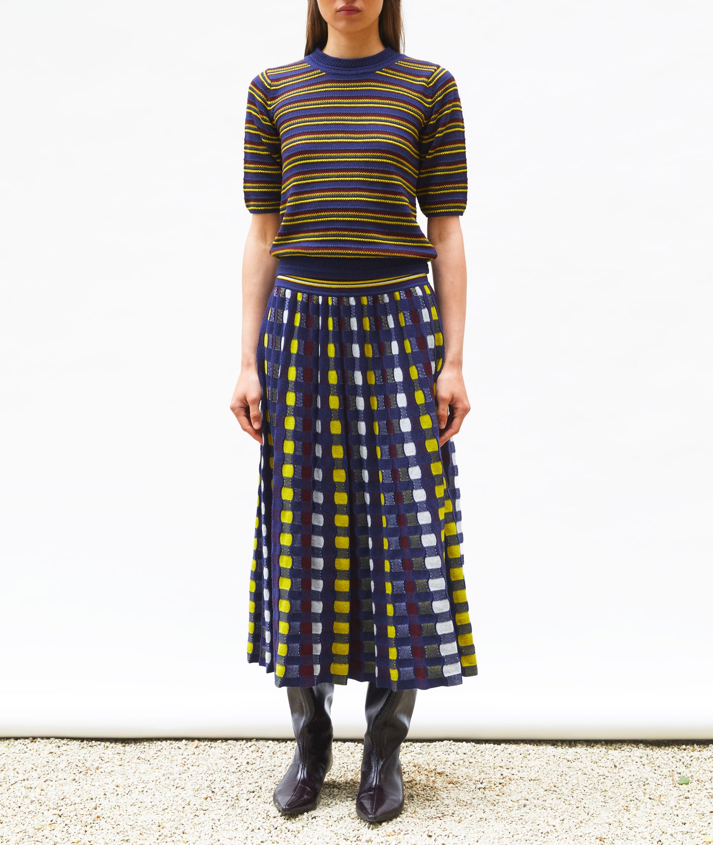 JUPE DÉLICATE MAILLE ONDULÉE INDIGO