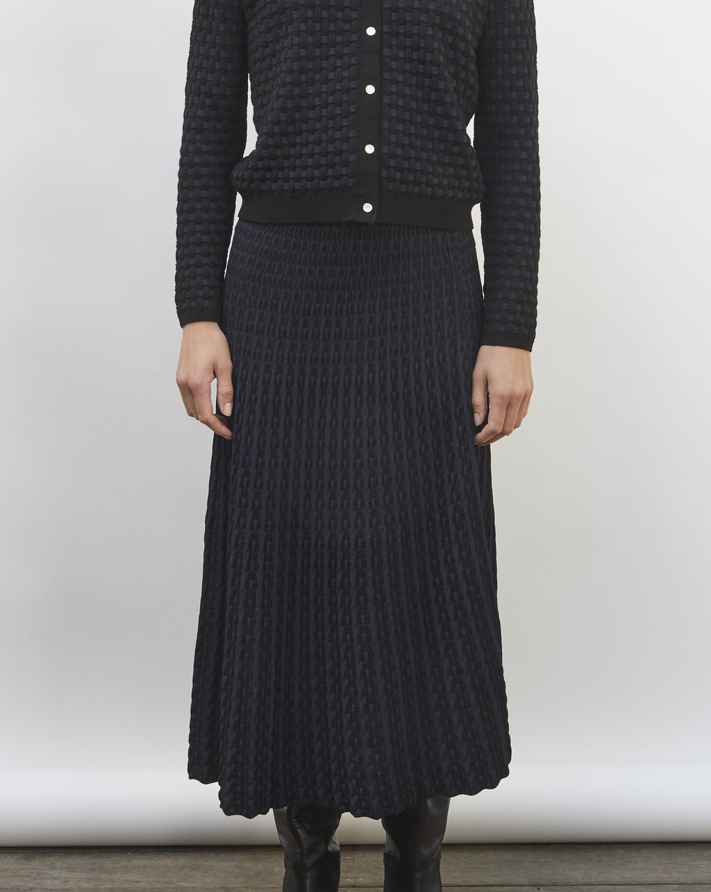 Jupe maille cannage Molli Noir Nuit