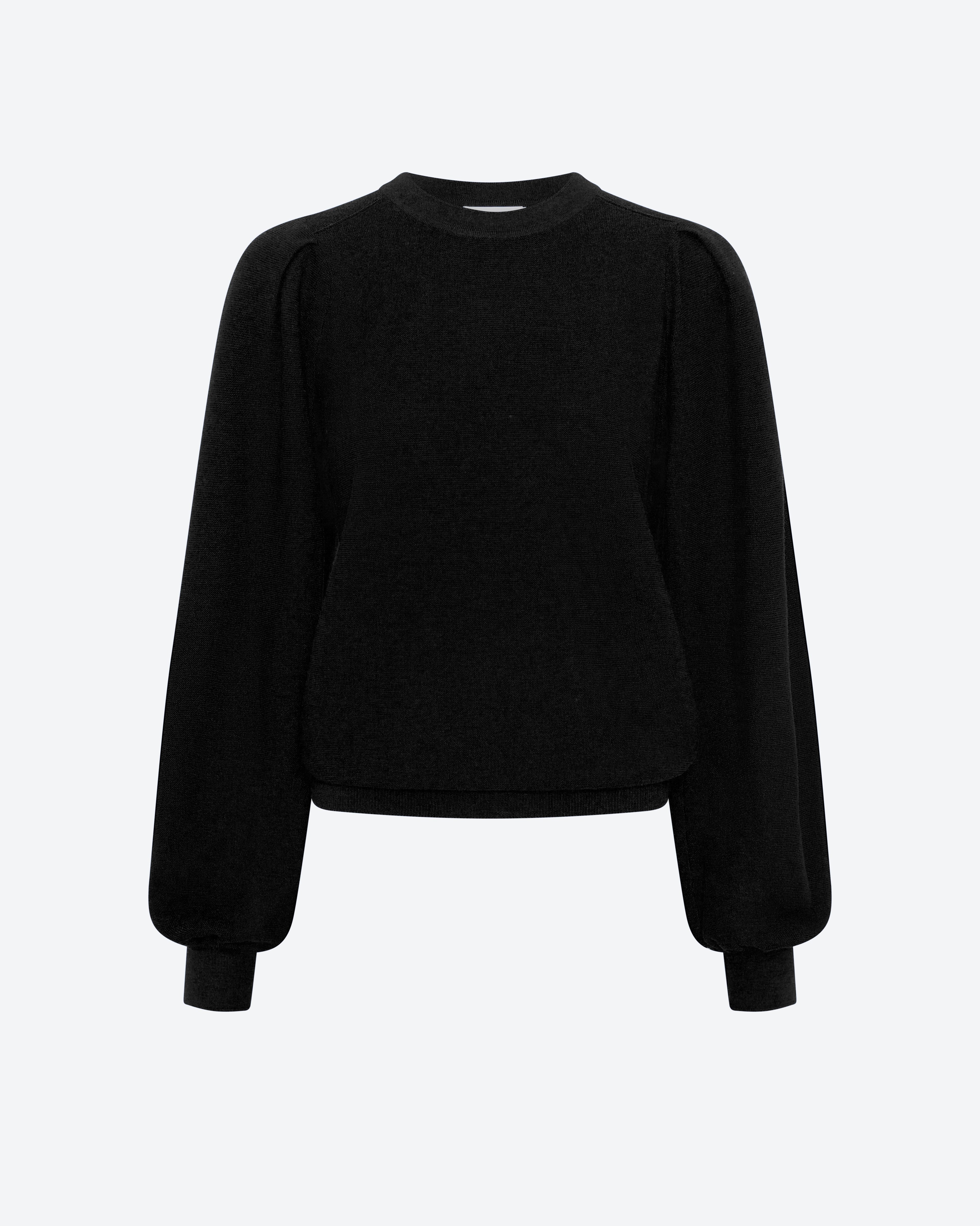 Pull fin manches fronces Molli Noir