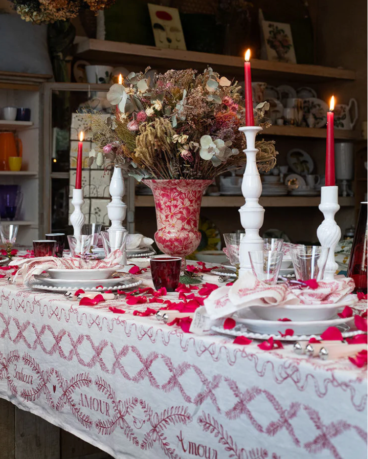 Amour Bonheur Linen Tablecloth summerill and bishop