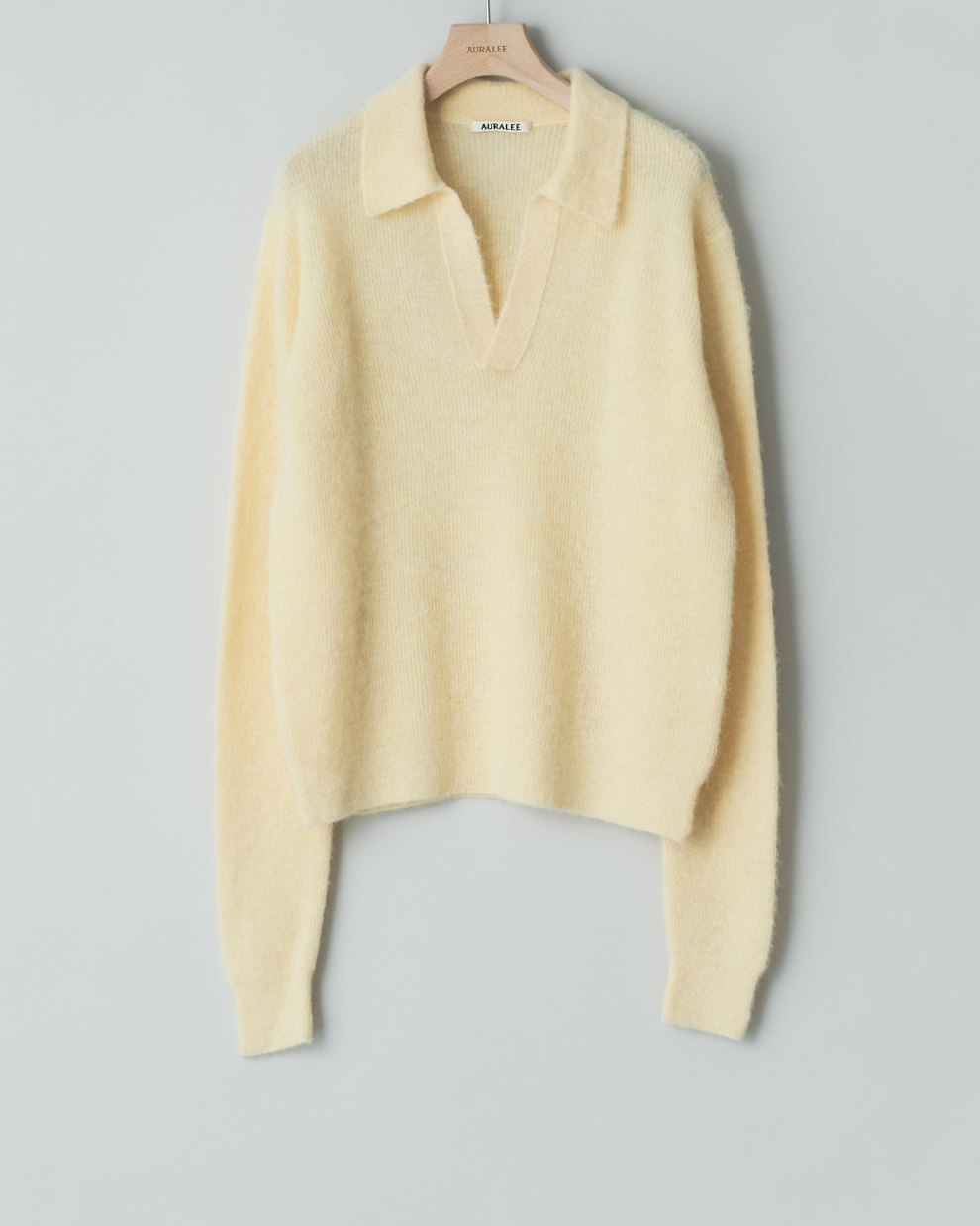 Auralee Baby suri alpaca sheer knit skipper polo