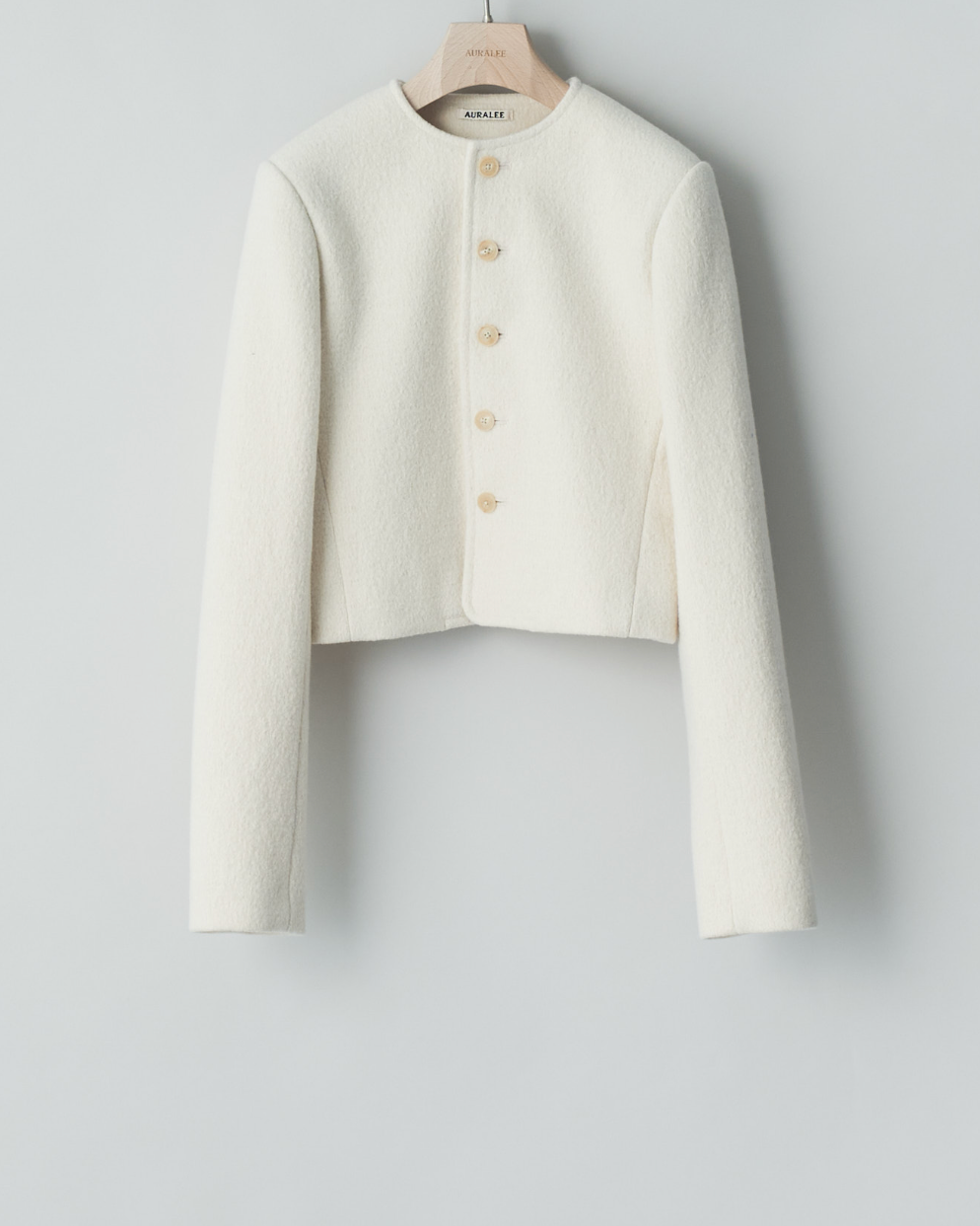 Auralee Heavily fulled wool cotton collarless jacket