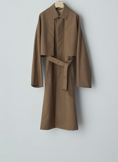 BONDED TROPICAL WOOL LAYERED SOUTIEN COLLAR COAT Auralee