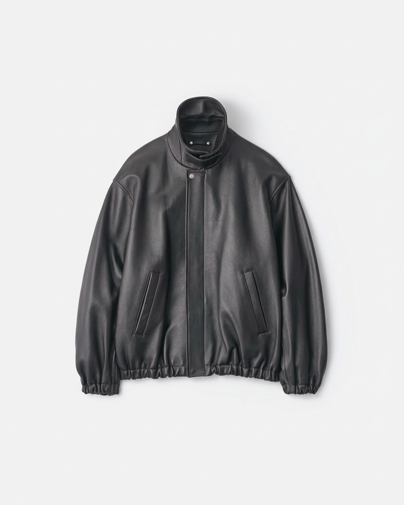 sheep leather zip short jacket ssstein stein 