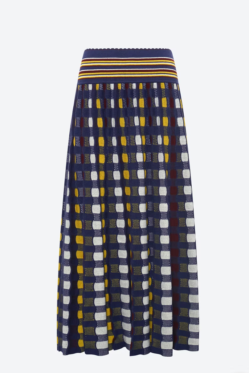 JUPE DÉLICATE MAILLE ONDULÉE INDIGO