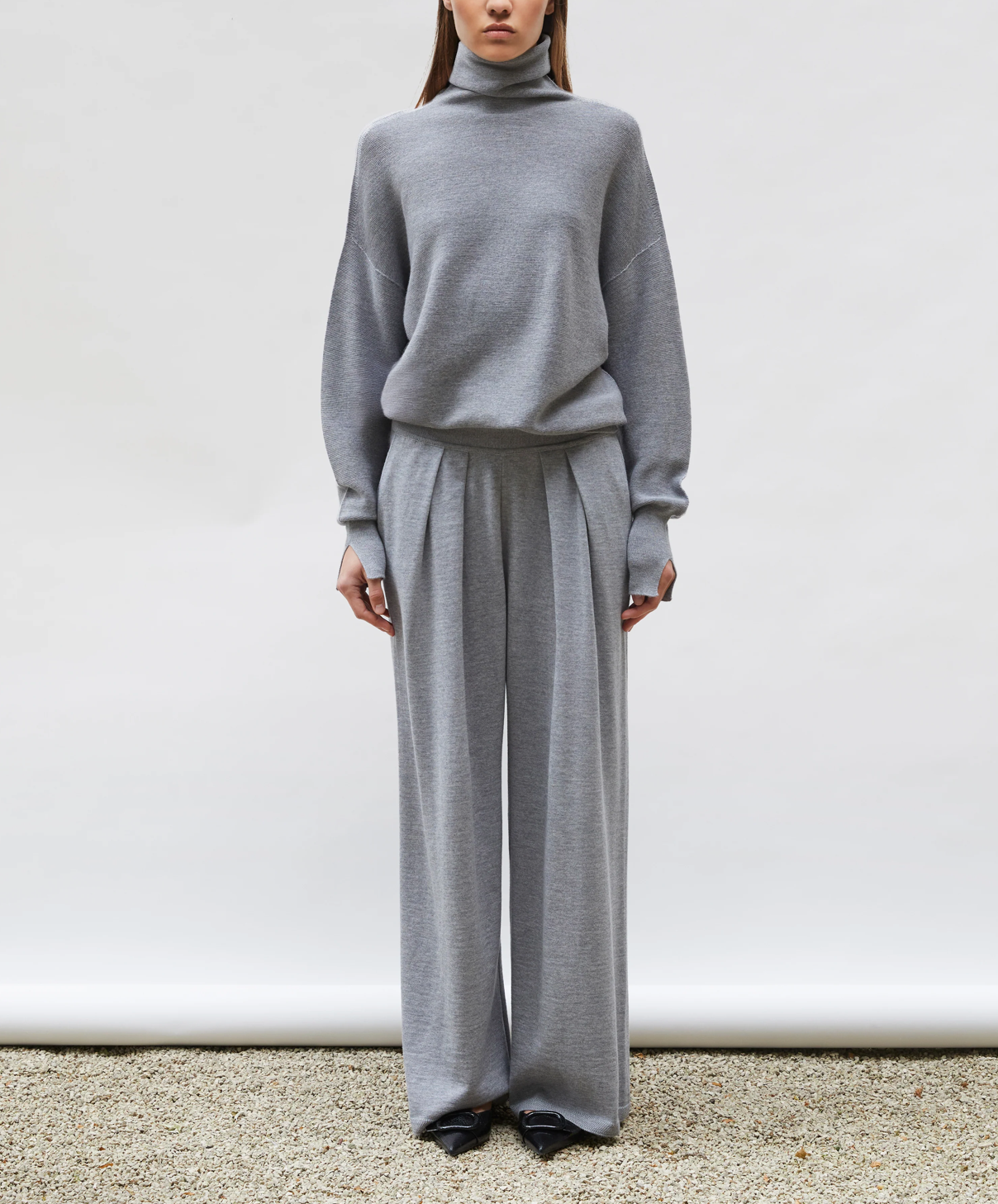 Pantalon large gris moyen