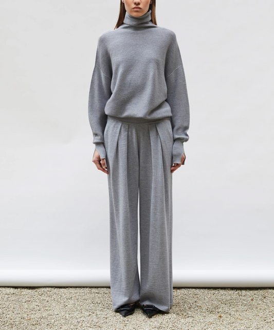 Pantalon large gris moyen