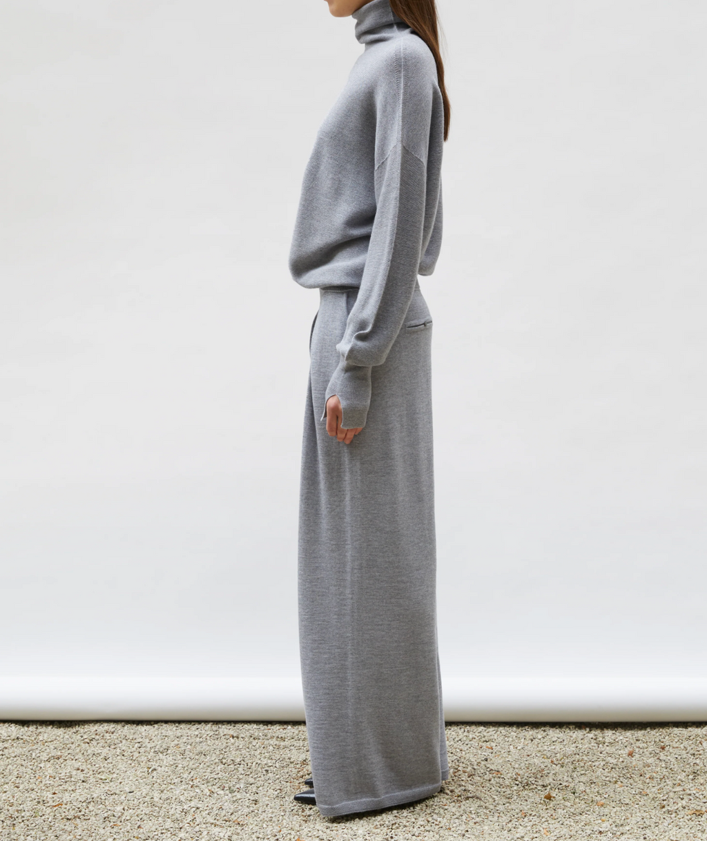 Pantalon large gris moyen