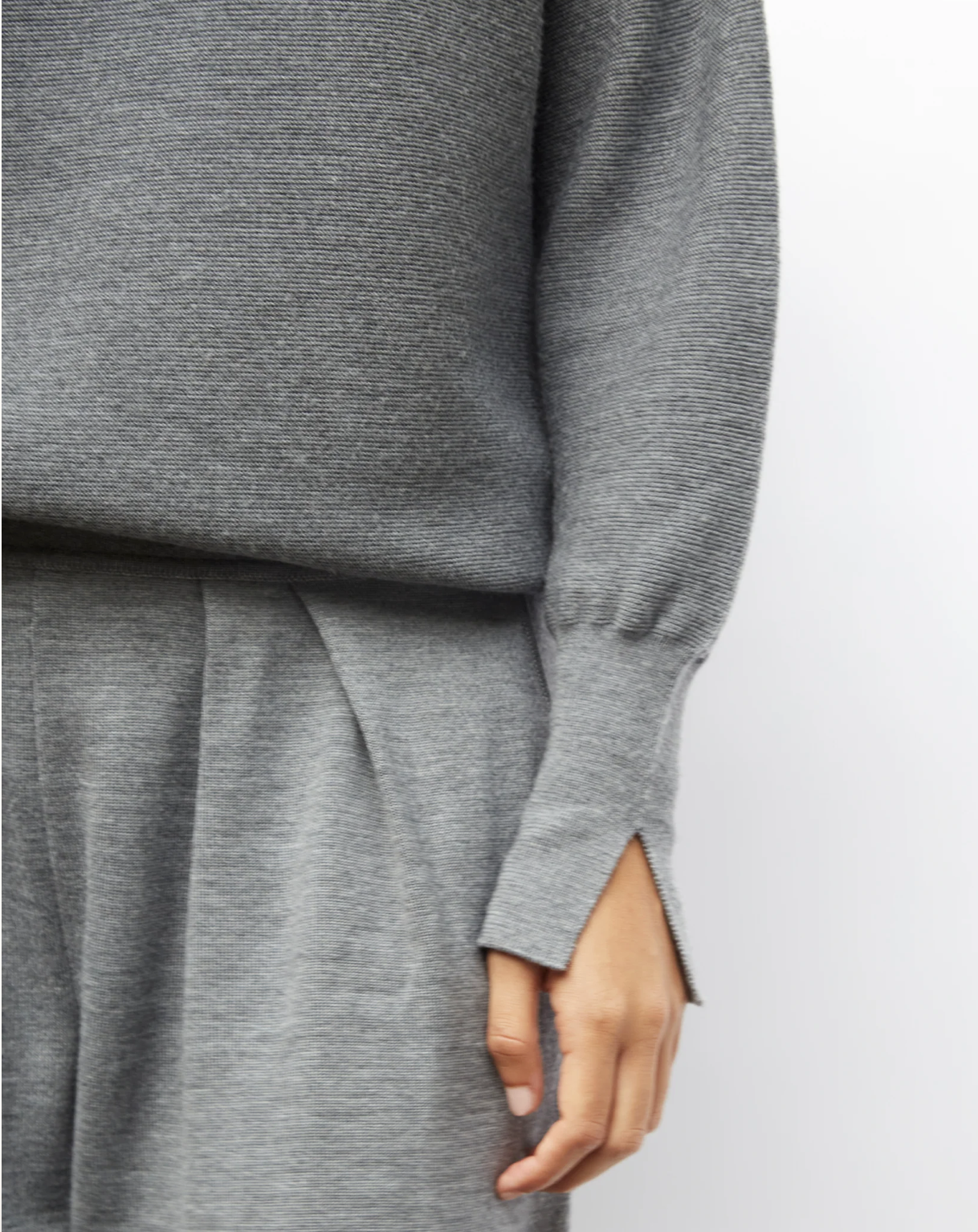 Pull fin col montant gris moyen