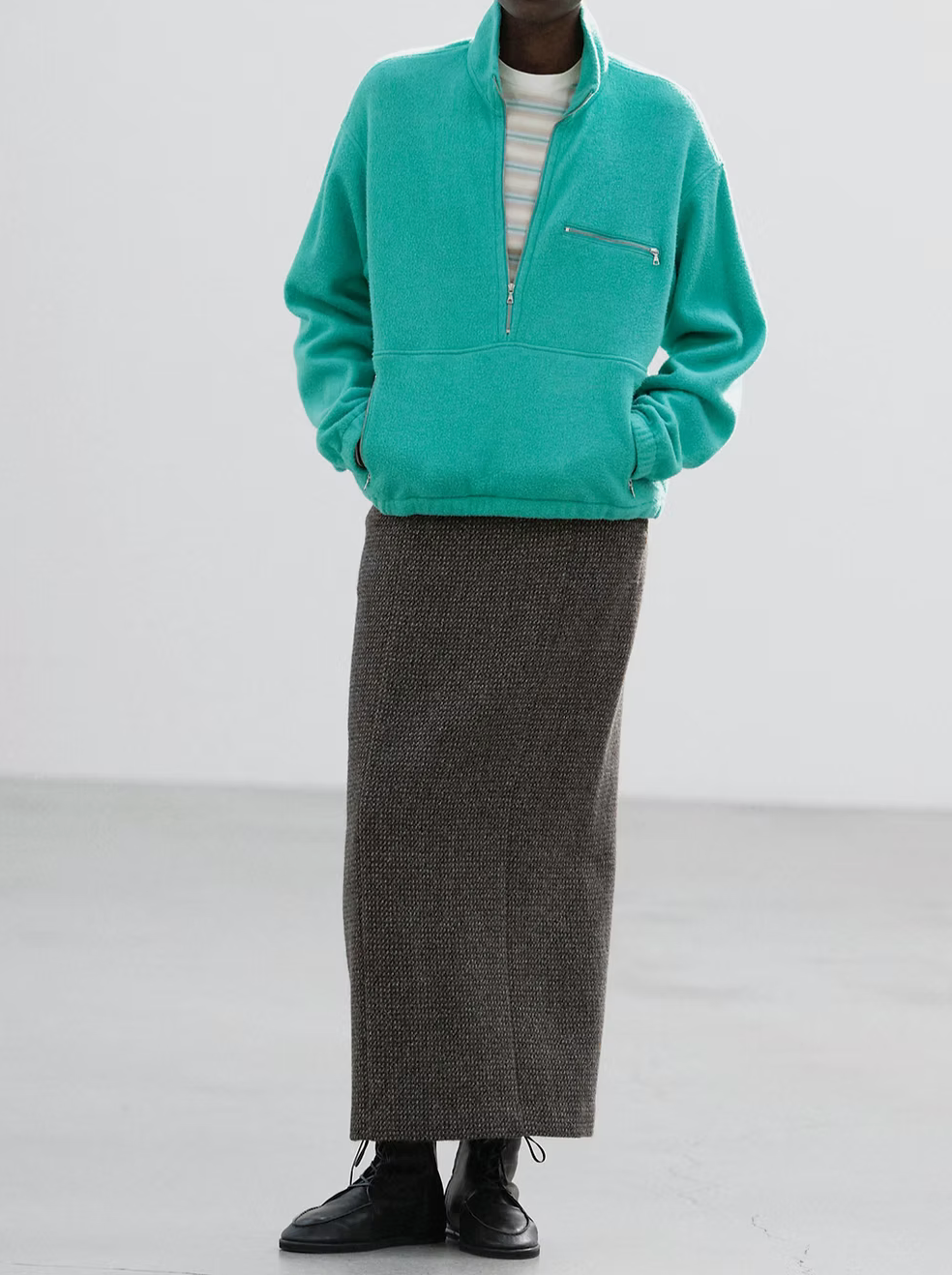 Jupe Crayon en Tweed Alpaga et Soie