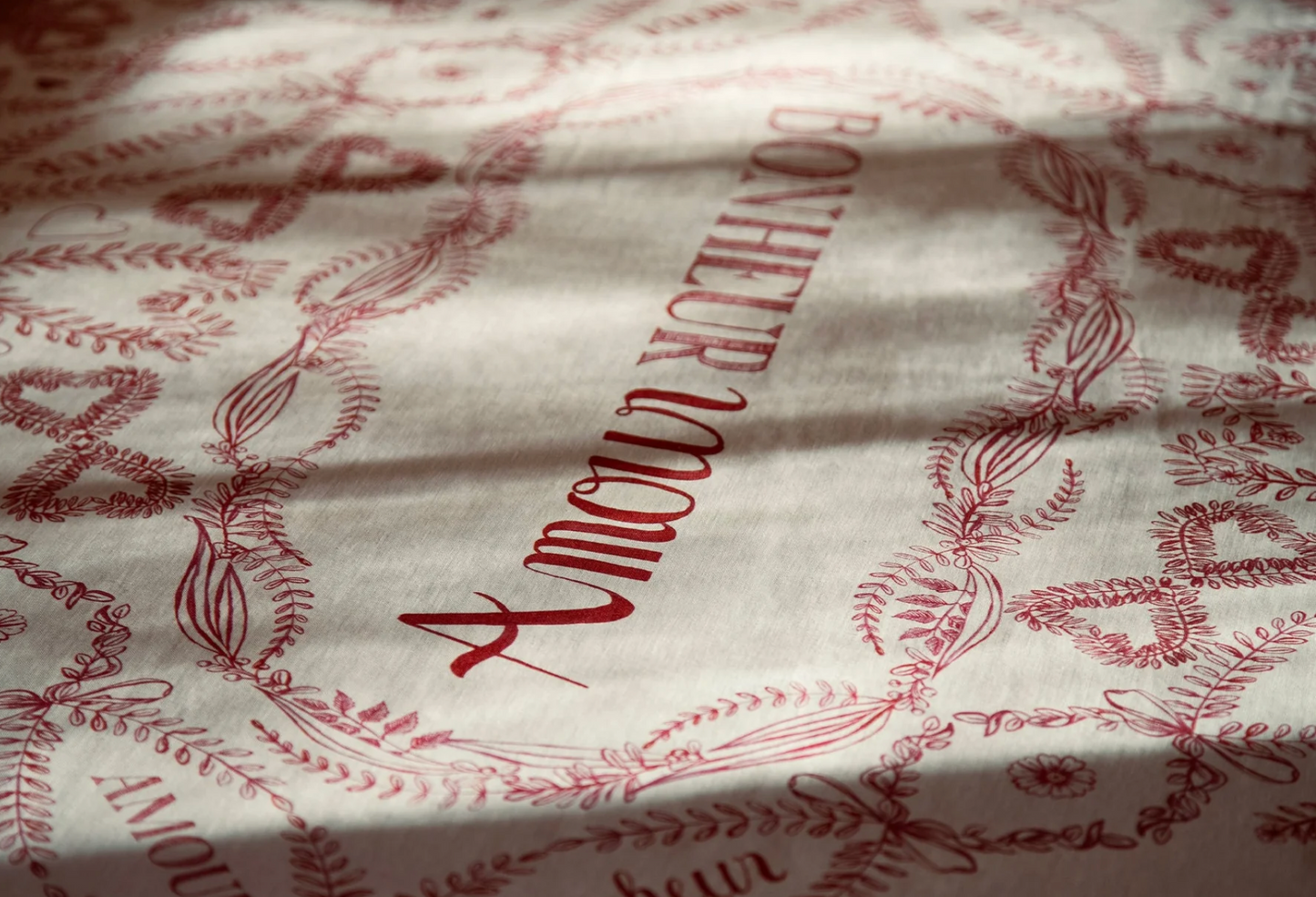 Nappe en Lin" Amour & Bohneur "