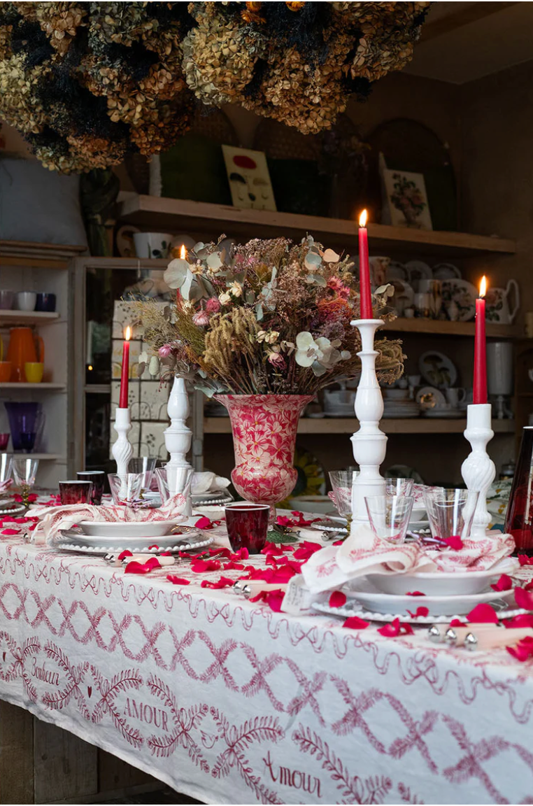 Nappe en Lin" Amour & Bohneur "