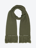 Echarpe longue maille à franges kaki Molli