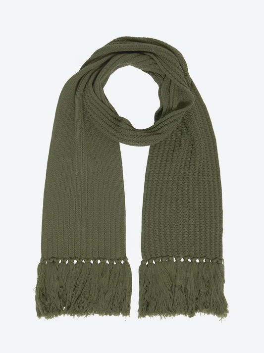 Echarpe longue maille à franges kaki Molli