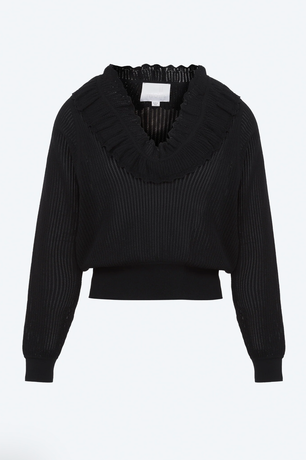 Top col v en maille ajourée Alliance Noir Molli