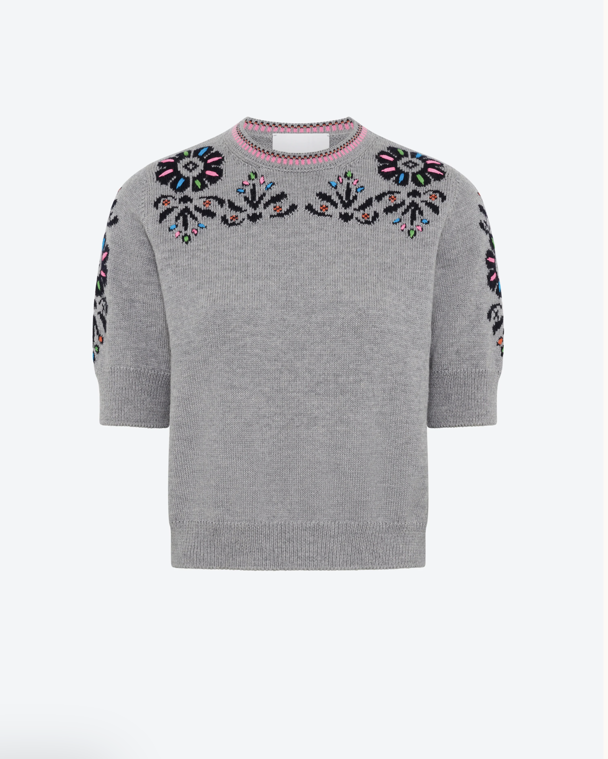 Top maille florale gris moyen