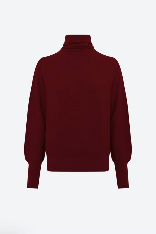 Pull fin col montant amarante