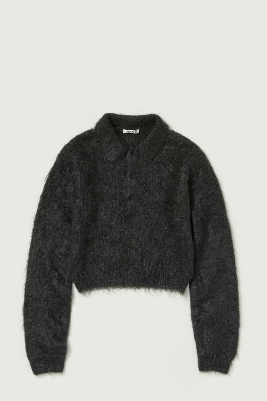 Pull BRUSHED SUPER KID MOHAIR KNIT SHORT POLO