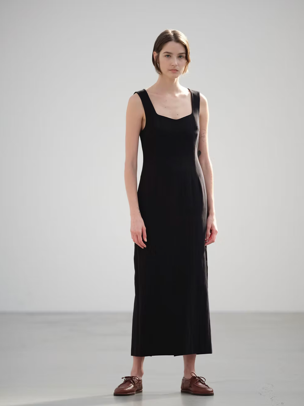 HARD TWIST COTTON LINEN GABARDINE DRESS