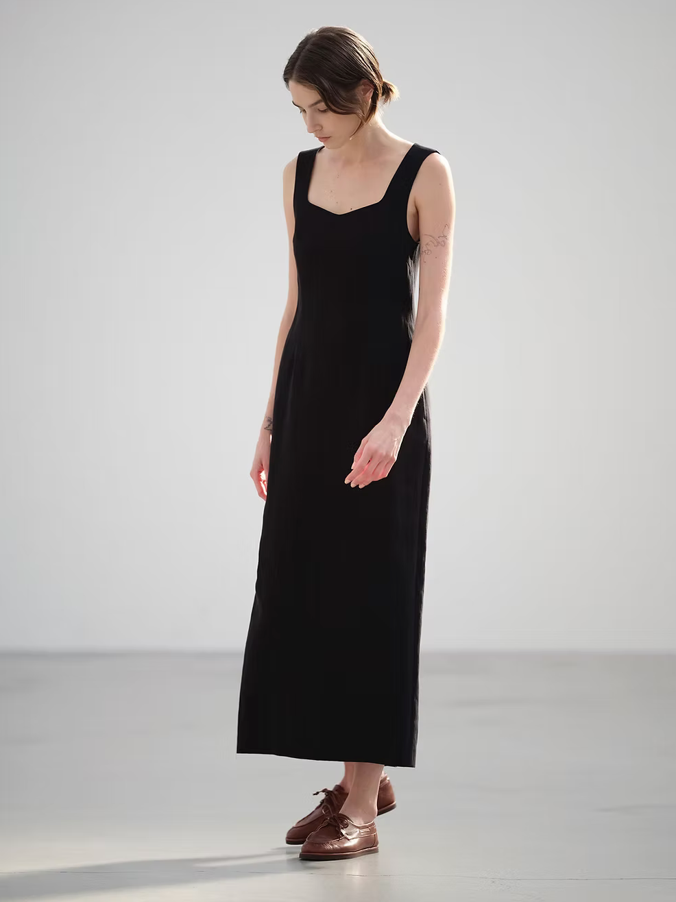 HARD TWIST COTTON LINEN GABARDINE DRESS