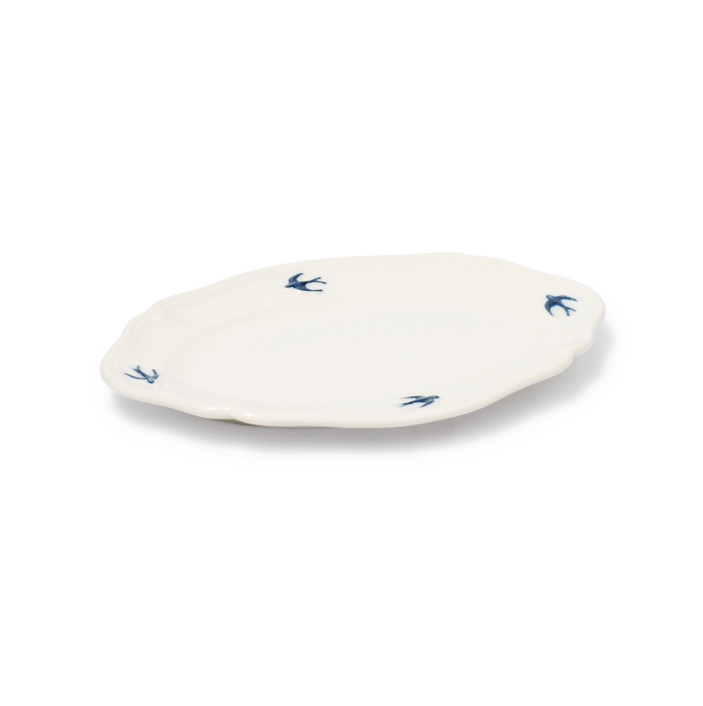 Assiette ovale hirondelle S