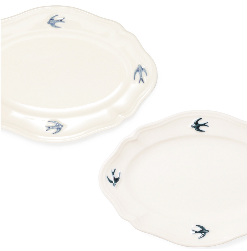 Assiette ovale hirondelle S