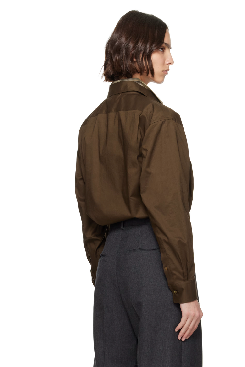 Chemise washed finx typewriter Dark brown