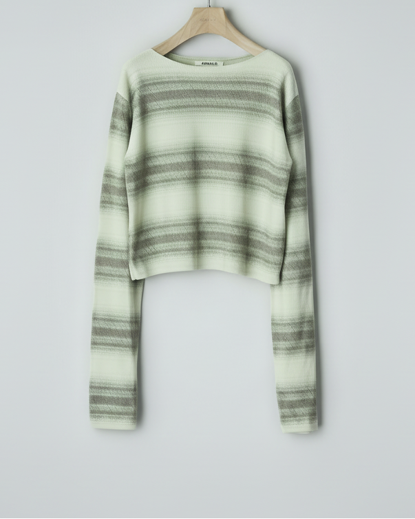 Pull-over à col bateau maille Gradient coton-soie