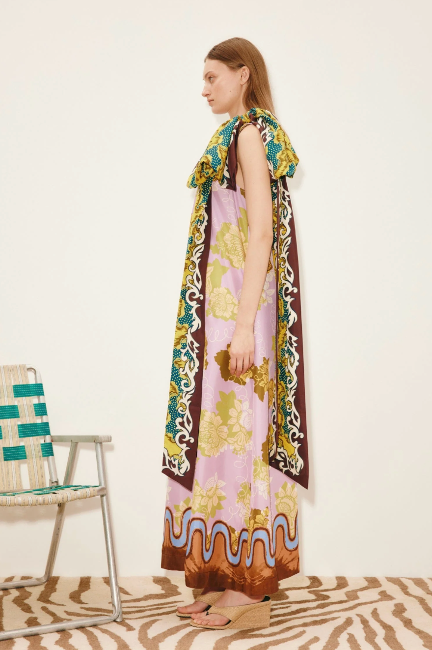 Robe longue asymétrique en soie Alemais