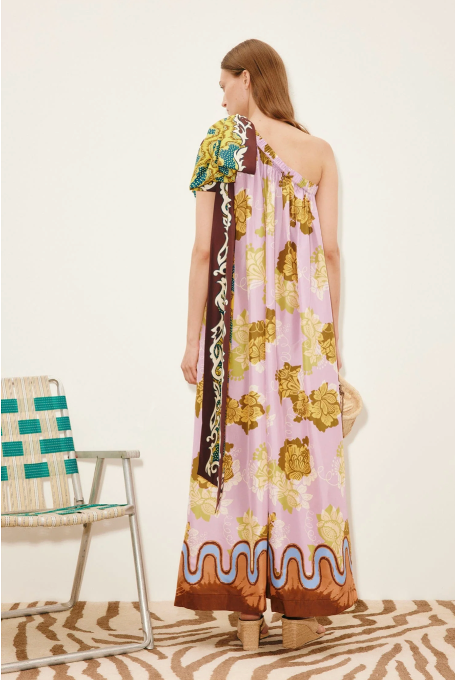 Robe longue asymétrique en soie Alemais