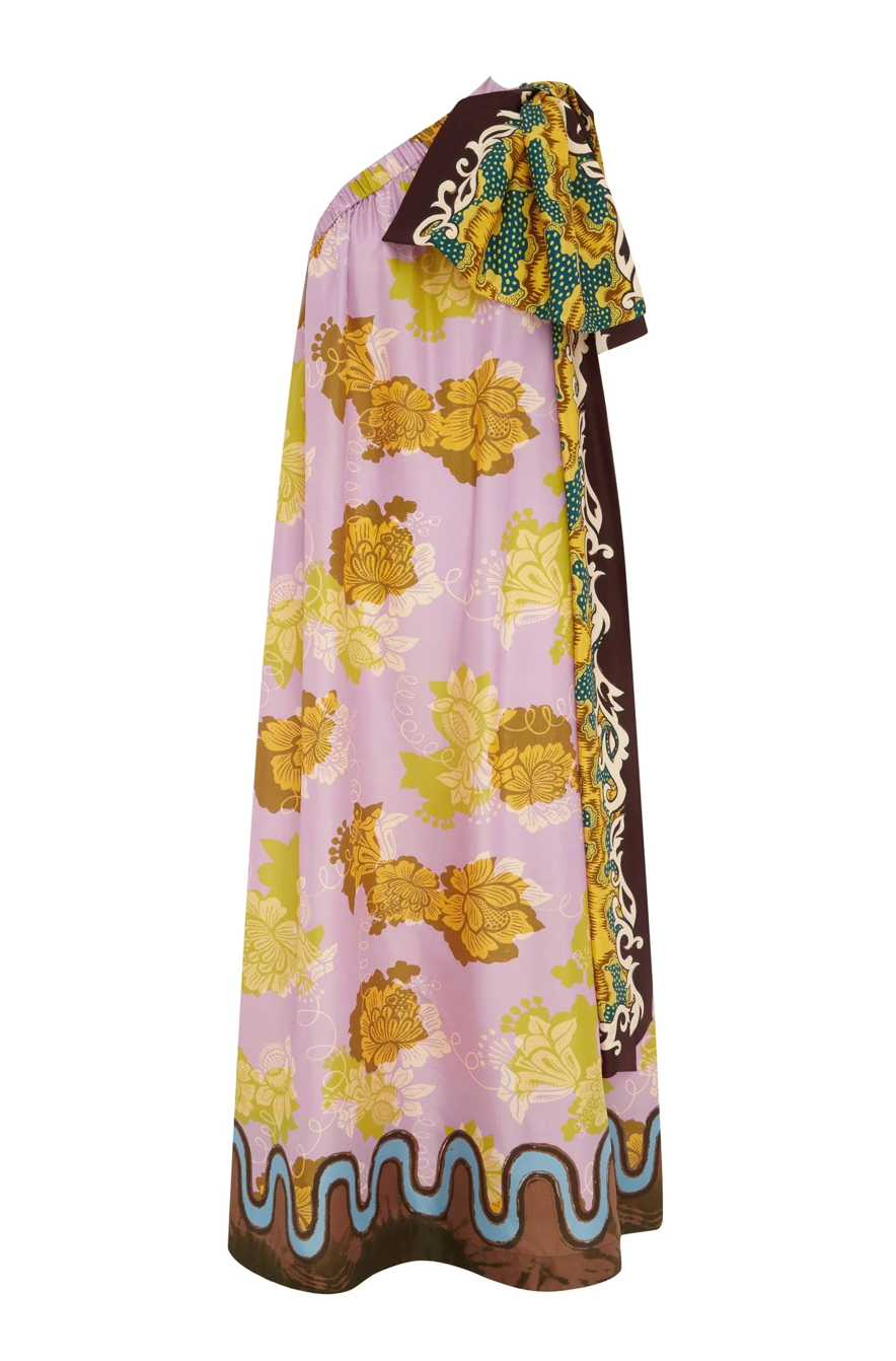 Robe longue asymétrique en soie Alemais