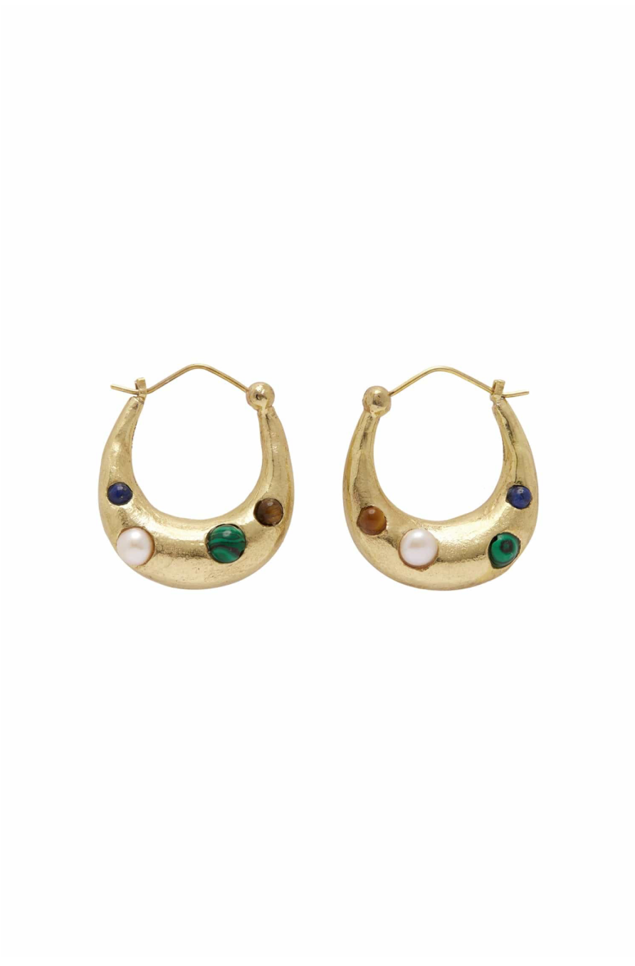 Jem Rainbow Stone Hoop Earrings Alemais