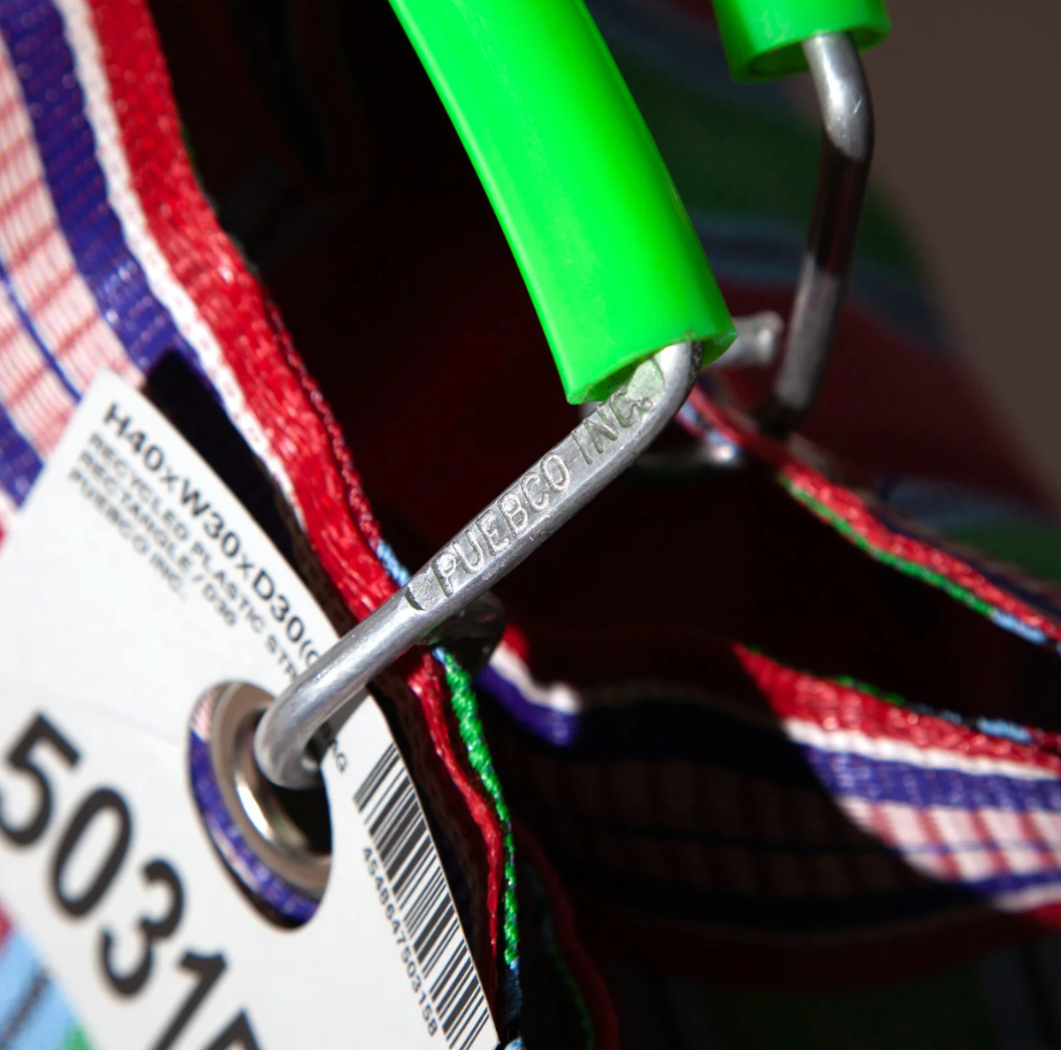 RECYCLED PLASTIC STRIPE BAG / Wide Puebco