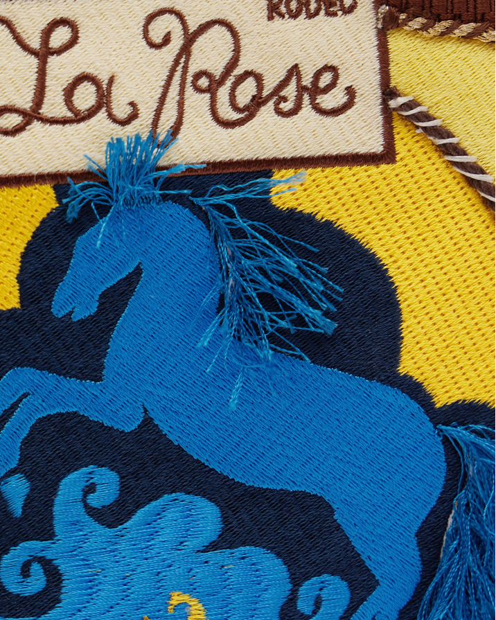 Alémais Ace horse embroidered clutch