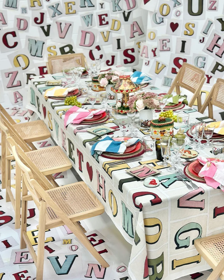 Summerill & bishop x John Derian nappe en lin Alphabet