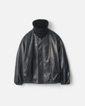 Ssstein - Blouson zippé en cuir col peau lainée