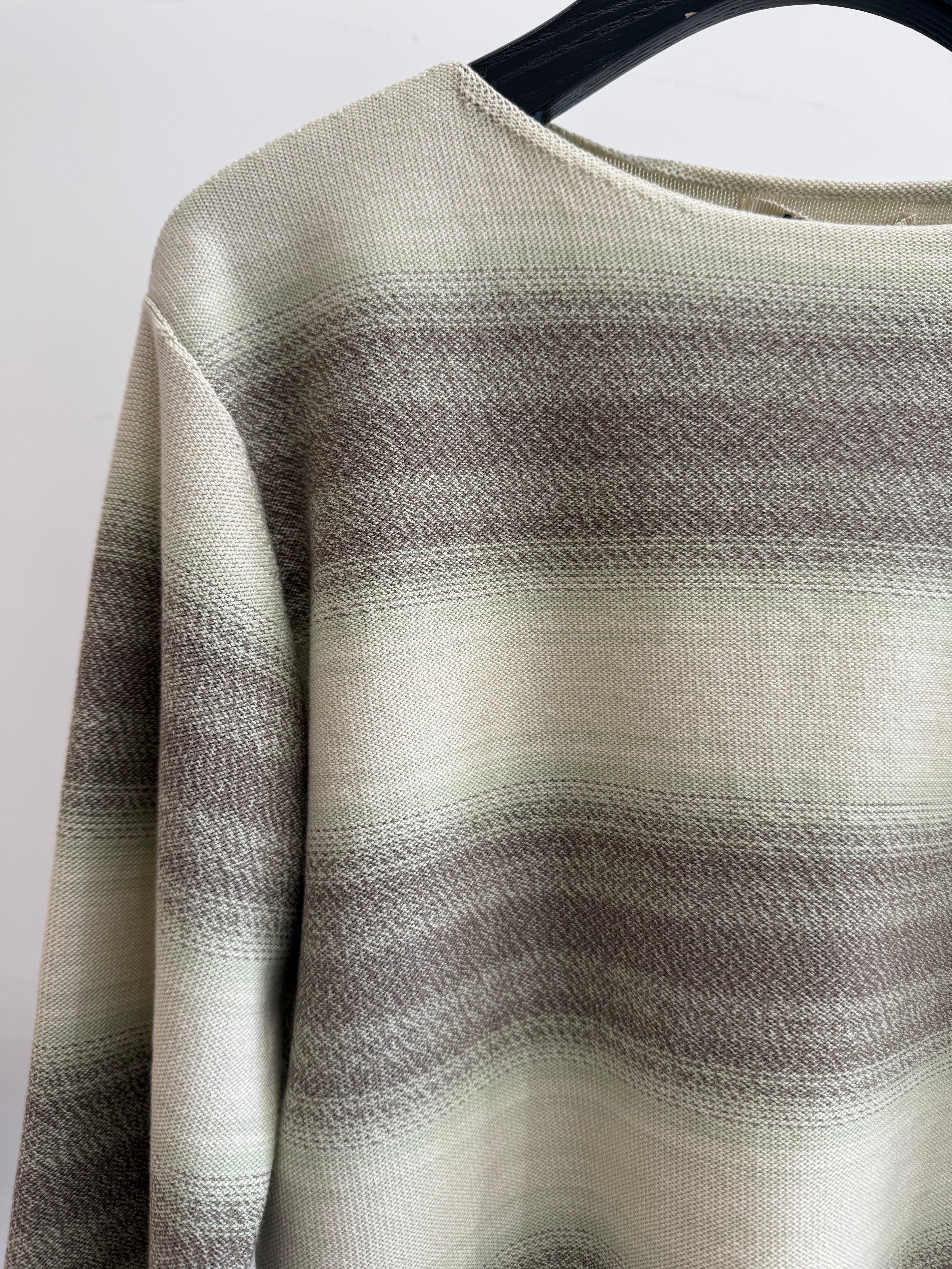 Pull-over à col bateau maille Gradient coton-soie