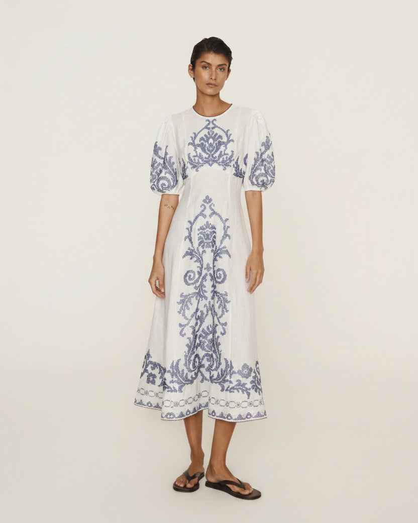 Alémais Hazel embroidered midi dress