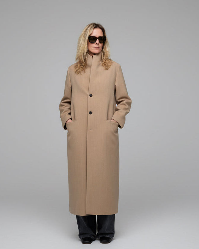 Manteau structurée en gabardine de laine - Entièrement cousu à la main