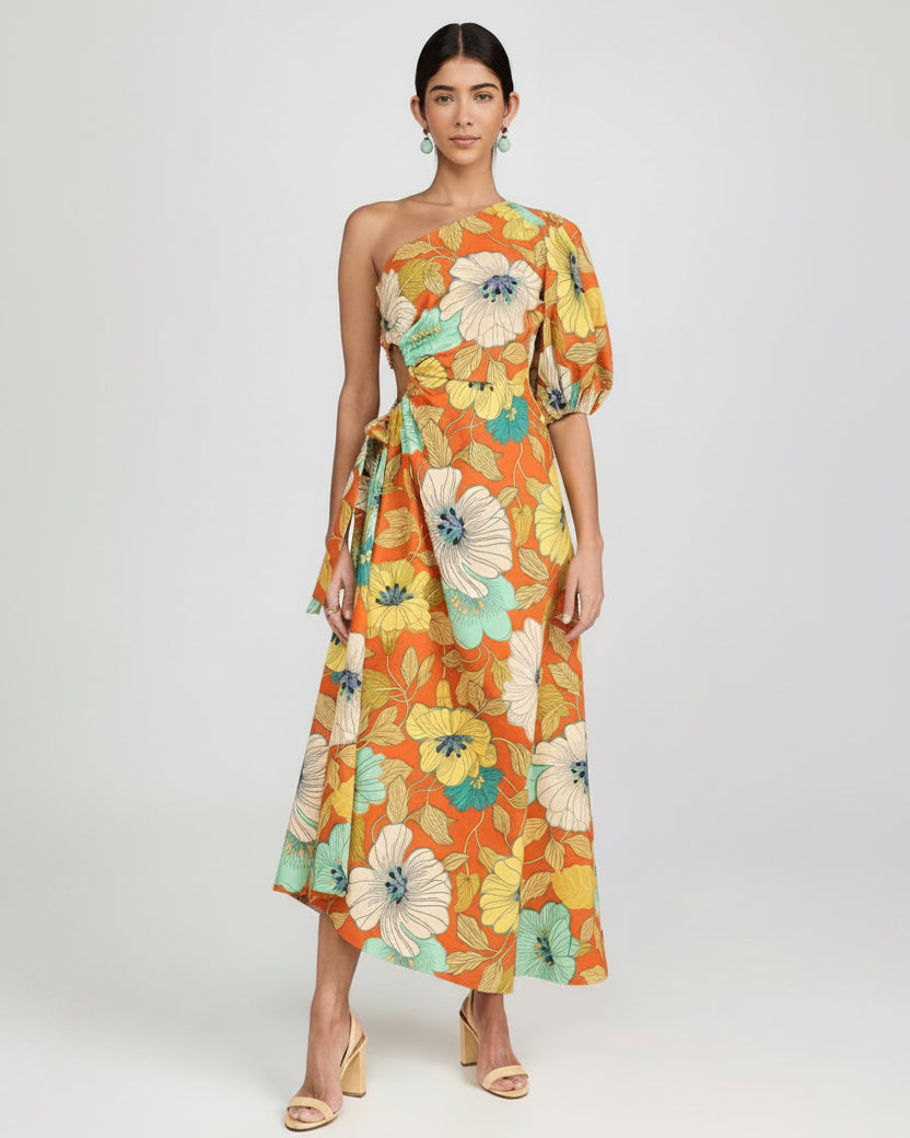 Piato one shoulder midi dress Alémais