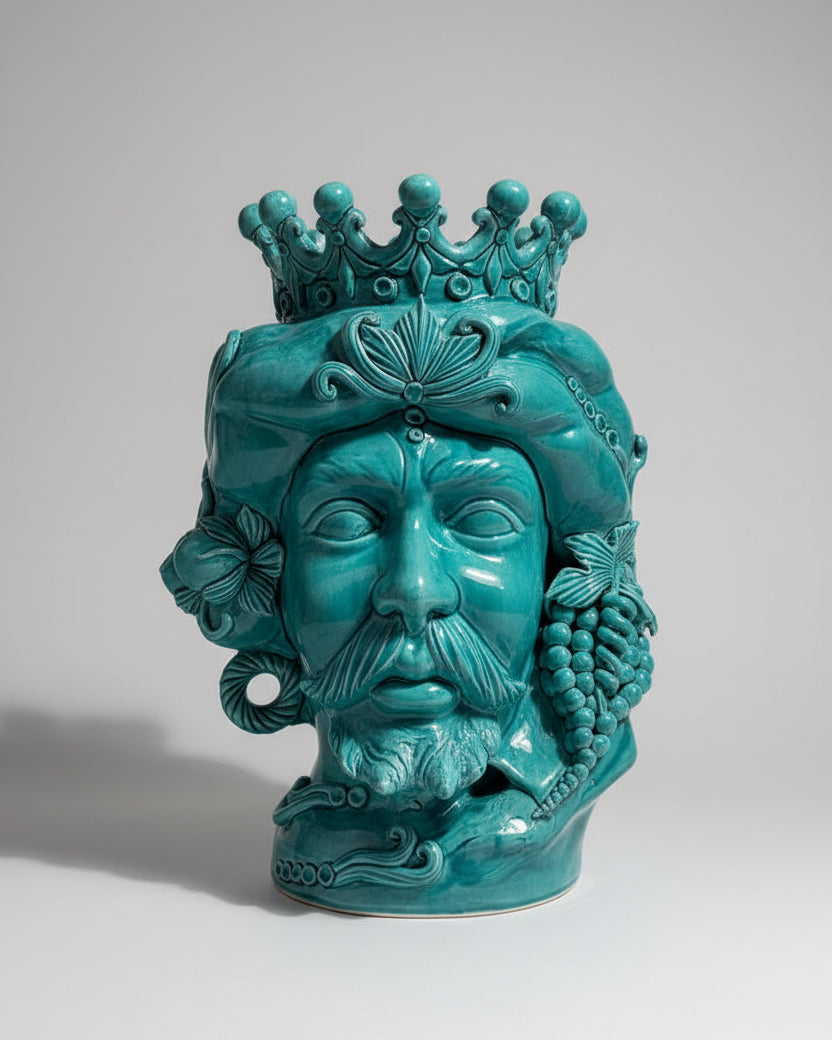 Vase Sicilien tête de Maure Uomo - Verde chiaro