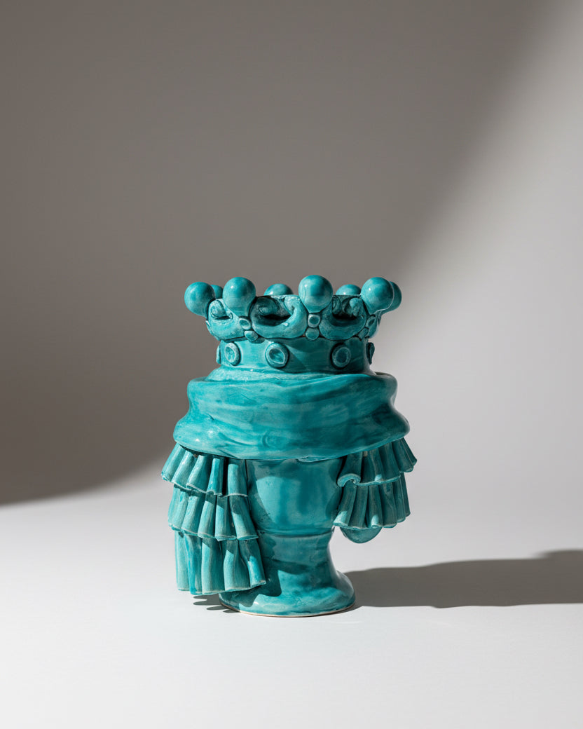 Vase Sicilien tête de Maure Uomo Pannegio- Verde chiaro