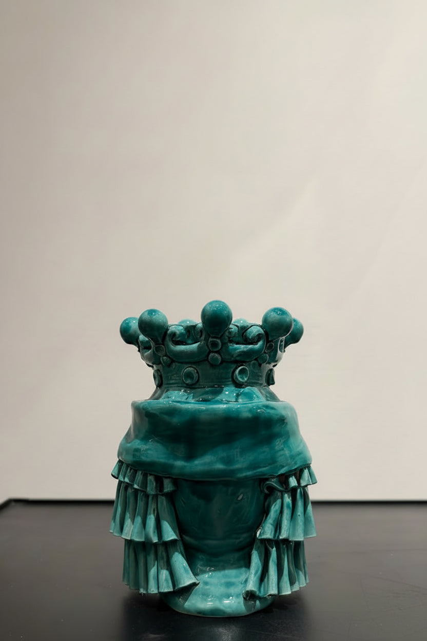 Vase Sicilien tête de Maure Donna Pannegio- Verde chiaro