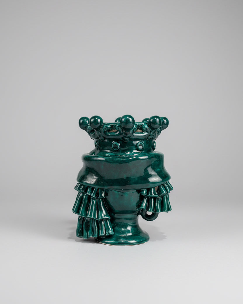 Vase Sicilien tête de Maure Uomo Pannegio- Verde